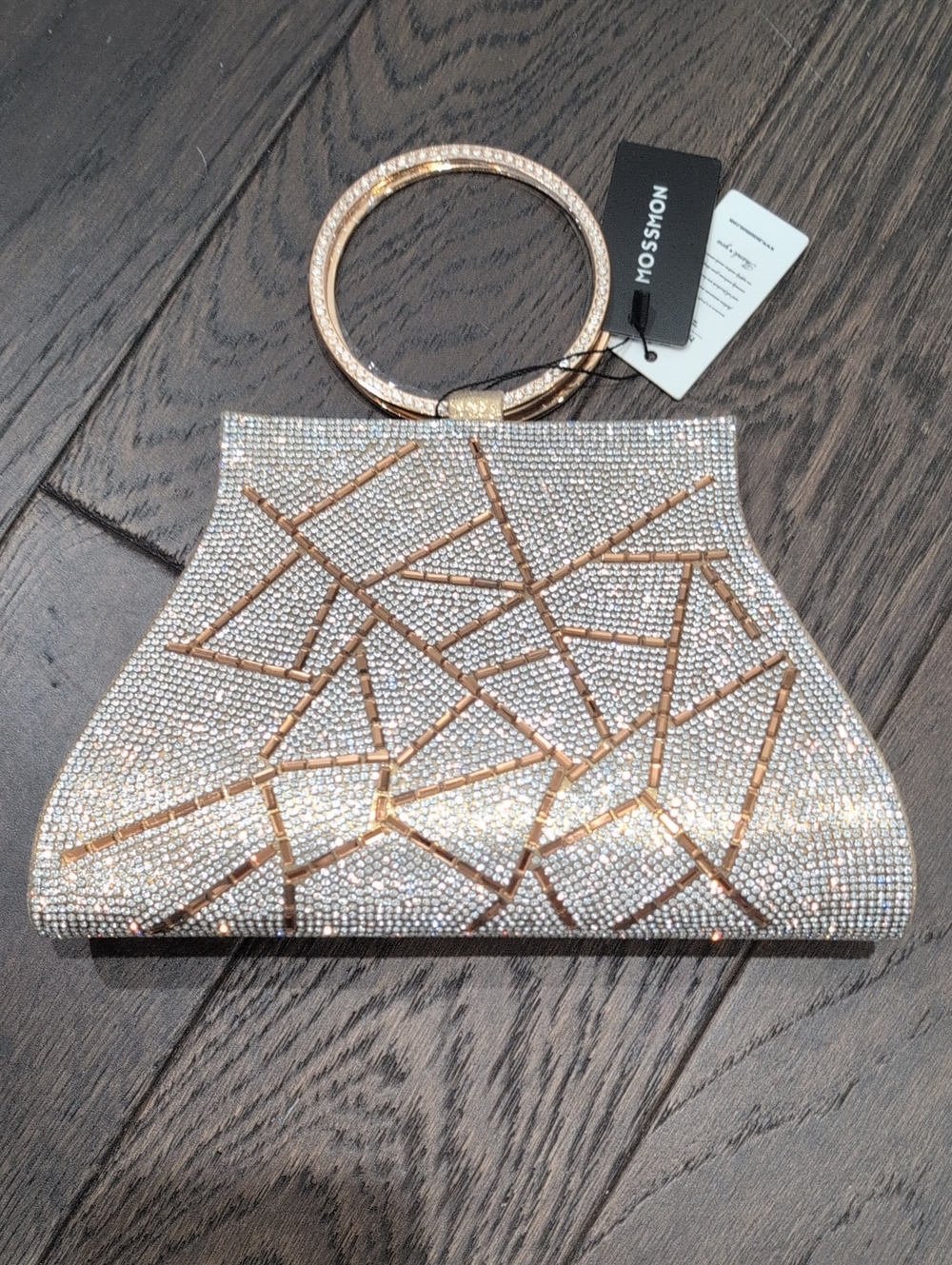 Mossimo Supply Co. Silver Crystal Clutch with Gold Accents and Ring Handle